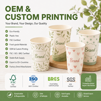 Gobelet en papier kraft à paroi simple jetable, qualité alimentaire, imperméable, impression de logo personnalisée pour les cafés, service de comptoir, vente en gros