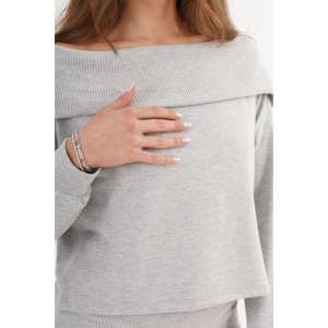 Chemisier côtelé gris pour femme avec col, vente en gros Madonna - Product Image 2