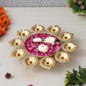 Metal Diya Shape Urli Bowl <b>Tea</b> <b>Light</b> Holder High Quality Urli Diya Diwali and Other Candle Holders <b>Lanterns</b> for Home Decor - Product Image 1