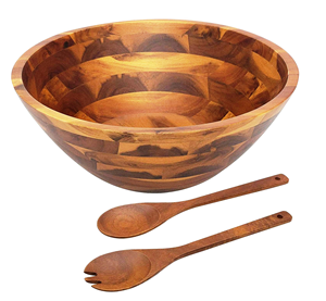 Plato para Servir Ensaladas de Madera Pulida Ligera de 500 ml, Tamaño Personalizado, Hecho en India, Clásico de MULTI CRAFT - Product Image 4