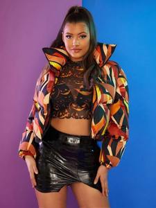 Veste d'hiver légère à bulles pour femmes Manteaux en duvet épais avec impression personnalisée Tissu en satin respirant Produit fini - Product Image 4