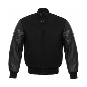 Premium Letterman Baseball School College Bomber Varsity Jacket Cuero genuino 100% Soporte de lana teñido Servicio OEM - Product Image 4