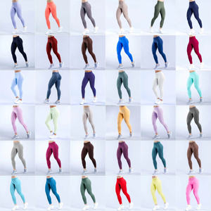 Legging de yoga grande taille à taille côtelée trois niveaux, haute élasticité, sans couture avant, effet froncé aux fesses, pour gym et fitness - Product Image 3