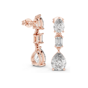 Boucles d'oreilles pendantes en diamant de laboratoire 5,6 CT, clarté VVS-VS, or 18 carats, 14 carats, 10 carats et argent 925, or rose, or jaune, or blanc et moissanite - Product Image 4