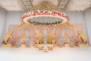 Royal Wooden Look Fiber Anmol Wedding Mandap UK Alta calidad Multi-Eventos Matrimonio moderno Pilares de madera Mandapams Fabricantes - Product Image 5