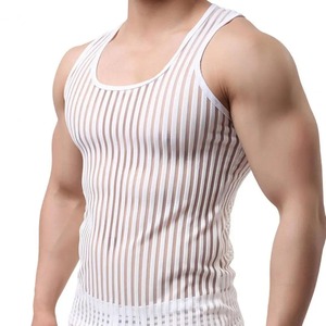 Alta calidad 180gsm 100% algodón blanco gris en blanco camisetas sin mangas para hombres - Product Image 1