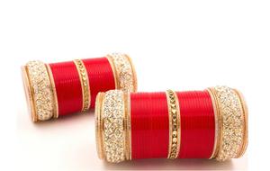 Juego de Brazaletes Nupciales, Chura Kundan, Diseño Exclusivo de Moda, Brazaletes de Boda, Última Joyería 2023 para Mujer - Product Image 3