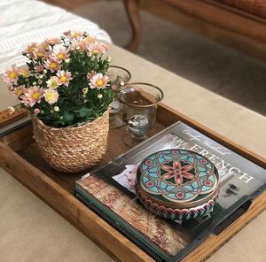 PRACTICAL NATURAL WOODEN Premium Printed Home Wooden Tabletop Spice <b>Box</b> With Separate Compartments for Spices and Dry Fruit - Product Image 2