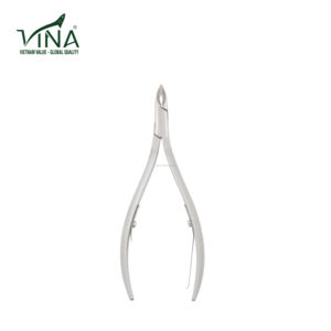 Coupe-cuticules à mâchoires biseautées en acier inoxydable gris haute précision Vina VNC-07-GC, approuvé par les techniciennes ongulaires - Product Image 1
