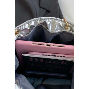 Bolso de Hombro Impermeable para Mujer, de PU y Poliéster, con Cadena, Cierre de Cremallera, para Otoño/Invierno/Primavera/Verano, Portátil, con Diamantes y Perlas - Product Image 4