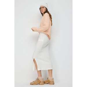 Falda Midi Informal con Abertura, Largo hasta la Rodilla, Material Viscosa Elástica, No Tejida, Mega Merchant, Talla XS, Cintura Natural, Corte Recto - Product Image 1