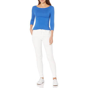 T-shirt en coton coupe décontractée surdimensionné pour femme T-shirt vierge à impression de logo personnalisé - Product Image 2