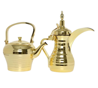 Juego de tetera y cafetera árabe chapada en oro de diseño de lujo de 3 herramientas de café de alta calidad tetera artesanal tradicional a granel