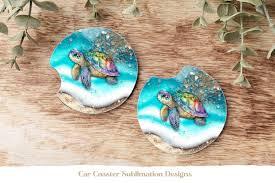Dessous de verre en acrylique pour boissons absorbant tortue de mer réaliste artistique coloré dessin porte-gobelet pendaison de crémaillère cadeau décor de cuisine - Product Image 3
