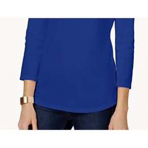 Top Casual da Donna Charter Club con Scollo a Barca e Bottoni sulle Spalle in Cotone Pima Blu Taglia Media con Logo/Motivo Ricamato - Product Image 3