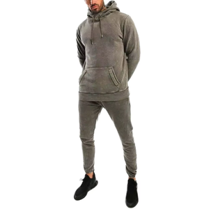 Respirant de qualité supérieure haut de gamme tendance hommes conception personnalisée à la mode lavage à l'acide couleur unie survêtement dernier Style - Product Image 1