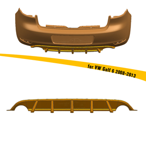 Difusor de Para-choque Traseiro Preto Brilhante HS em Plástico Sem Lâmpada para Volkswagen <span class=keywords><strong>Golf</strong></span> 6 MK6 2008 2009 2010 2011 2012 2013 - Product Image 1