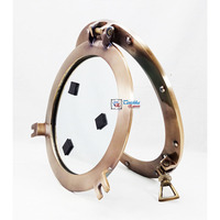 Miroir de hublot de bateau vintage de luxe de 12 pouces, finition laiton antique côtier, fait main, pour décoration murale d'appoint de mariage et d'intérieur