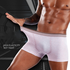 Boxer haute élasticité sans couture de grande taille en sous-vêtements colorés en coton OEM avec logo brodé personnalisé pour hommes - Product Image 4