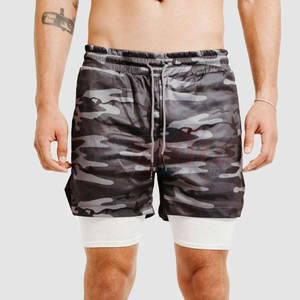 Pantalones cortos informales de gimnasio y para correr para hombre, material no tejido transpirable y de secado rápido con patrón sólido, pantalones cortos deportivos con cintura elástica - Product Image 1