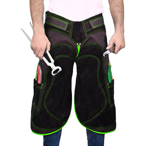 Adjustable farrier chaps horse leather apron with 4 knife pocket & Ergonomic <b>foam</b>-<b>padded</b> Farrier gear apron for horse hoof care - Product Image 2