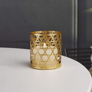 Bougeoirs votifs en métal de haute qualité, finition dorée de luxe pour la décoration de la maison et des mariages, bougeoir rond - Product Image 1