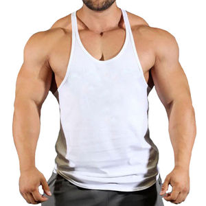 <b>Men's</b> Heavyweight 100% Cotton Jersey Sports <b>Singlets</b> Stringers Brand Silk Screen Printed Letters Straight Tank Tops Plus Size - Product Image 5