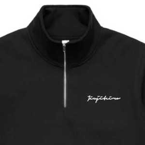 Mens 1/2-<b>Zip</b> Pullover - <b>Black</b>, Heavyweight Fleece, Soft Brushed Finish, Regular Fit with Embroidered Logo - Product Image 3