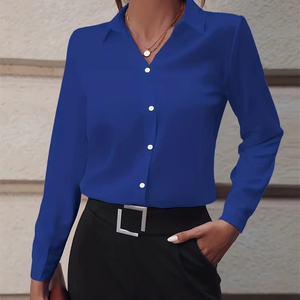 เสื้อเชิ้ตแขนยาวผ้าฝ้าย100% สำหรับผู้หญิงเสื้อเชิ๊ตแขนยาวปรับแต่งสไตล์ลำลอง - Product Image 1