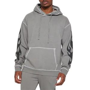 เสื้อกันหนาวมีฮู้ดสำหรับผู้ชายขนาดใหญ่พิเศษเสื้อมีฮู้ดไหล่ตกเทอร์รี่ไซส์ใหญ่พิเศษงานตามสั่ง - Product Image 1