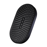 Noir 12 pouces ovale pluie pommeau de douche plafond montage mural tête douche cascade grande couverture 360 degrés Rotation pour salle de bain