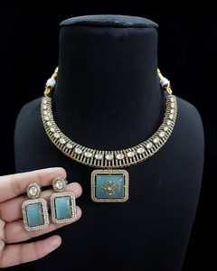 Beautiful Polki <b>Set</b> <b>For</b> <b>Women</b> Luxury Necklace With Earrings Classy And Stylish <b>Jewelry</b> High Quality Stones Adjustable Necklace - Product Image 3