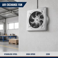 Ventilateur d'extraction électrique en acier inoxydable, puissant, pour ventilation industrielle, échange d'air, cuisine, 6-12 pouces, haute vitesse, 220V