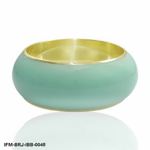 Brazalete de Latón Esmaltado Hecho a Mano, Color Verde Menta y Dorado, Brazalete de Diseño para Mujer - Product Image 1