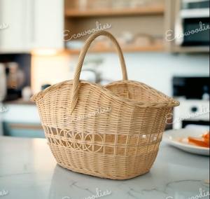 Artisan and Durable Bamboo Gift <b>Basket</b> Rattan <b>Basket</b> With Handles Ideal for Weddings Festivals Home Decor Flower <b>Basket</b> - Product Image 1