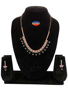 Conjunto de collar y aretes clásicos de diamantes americanos de Montana para aniversario de boda de novia de mujer - Product Image 3