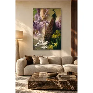 Impresión en lienzo de Fida Eugne Bidau: Pavo real en el jardín de la glicinia - Product Image 2