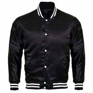 Blouson universitaire unisexe en satin de soie, personnalisable avec logo, col montant, coupe-vent, écologique, séchage rapide, idéal pour l'hiver – Vente en gros - Product Image 4