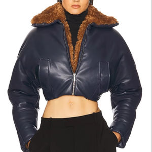 Dernière collection en gros de vestes de moto en cuir matelassées à fermeture éclair, coupe courte et ajustée, de haute qualité, personnalisées pour femmes, coupe-vent d'hiver - Product Image 4