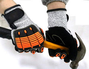Gants de mécanicien robustes OEM ODM Gants de protection en PVC enduits de latex Gants de travail en cuir synthétique avec impact Gants de sécurité tactiles - Product Image 6