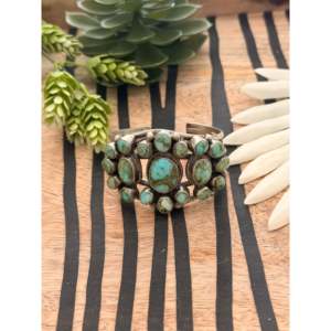 Bobby Johnson Sonoran Gold Turquoise & Sterling <b>Silver</b> Cluster Design Stylish Fashion <b>Cuff</b> <b>Bracelet</b> - Product Image 1