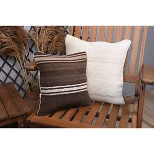 Luxury 18x18 Beige Kilim Patchwork Wool Pillow 12x12 Inch Rustic Floral Print Throw Pillow for <b>Bedding</b> Floor Portable Woven - Product Image 2