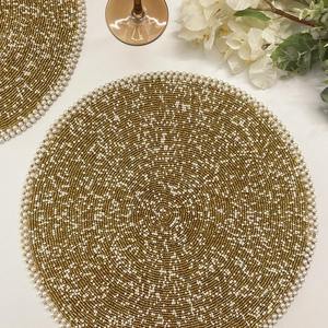 Luxury Beaded Runner and <b>Placemat</b> Set for Housewarming or Holidays Gift Ready with Colourful Finish New Arrival Table Runner - Product Image 1