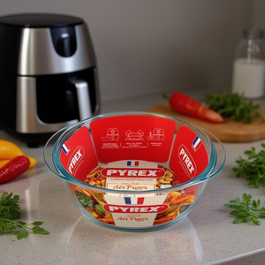 Plat à four en verre borosilicate transparent (20x7cm) pour friteuse à air 207B100 7648 pour modèle Pyrex - Product Image 3