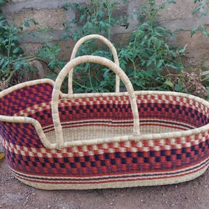 Cesta de dormir para bebé recién nacido con asas tejidas, cuna de Moisés de algas marinas naturales, colchón suave para uso en decoración de guardería - Product Image 3