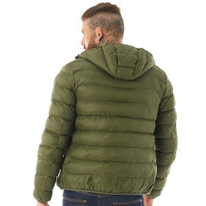 Chaqueta de lona acolchada para hombre 2026, ligera, con capucha, abrigo de invierno, ropa exterior cálida, cuello alto, logotipo frontal bordado - Product Image 4