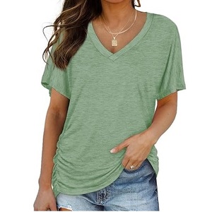 Camisetas con Cuello en V, Manga Corta, Alta Calidad, Nuevos Estilos Casuales, 100% Algodón, Transpirables, Ecológicas, Tela Oxford, Camisetas Personalizadas - Product Image 1