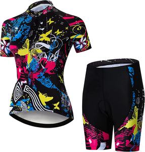Nuevo Conjunto de Jersey y Pantalones Cortos de Ciclismo para Mujer, Acolchado, Transpirable, Ligero, 100% Poliéster Sublimado, Traje de Ciclismo - Product Image 1