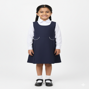 Ensemble de tablier et de polo pour filles d'école de haute qualité, uniformes scolaires internationaux, tissu personnalisé en polyester/coton - Product Image 1
