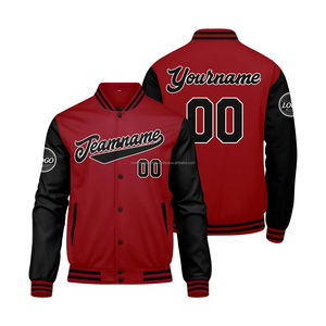 Chaqueta universitaria personalizada con tela de lana y mangas de cuero, cuello levantado de ajuste extragrande, decoración bordada con logotipo en la parte delantera de la chaqueta, con el logotipo en la parte delantera de la MCACVJ-69 - Product Image 1